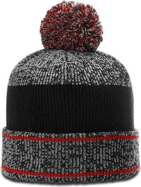 Richardson 148 Heathered Beanies with Cuff and Pom - Red - Red / OSFM