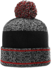 Richardson 148 Heathered Beanies with Cuff and Pom - Red - Red / OSFM