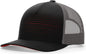 Richardson 163 Laser Cut Five Panel Trucker Cap - Black Charcoal Red - Black Red / OSFM