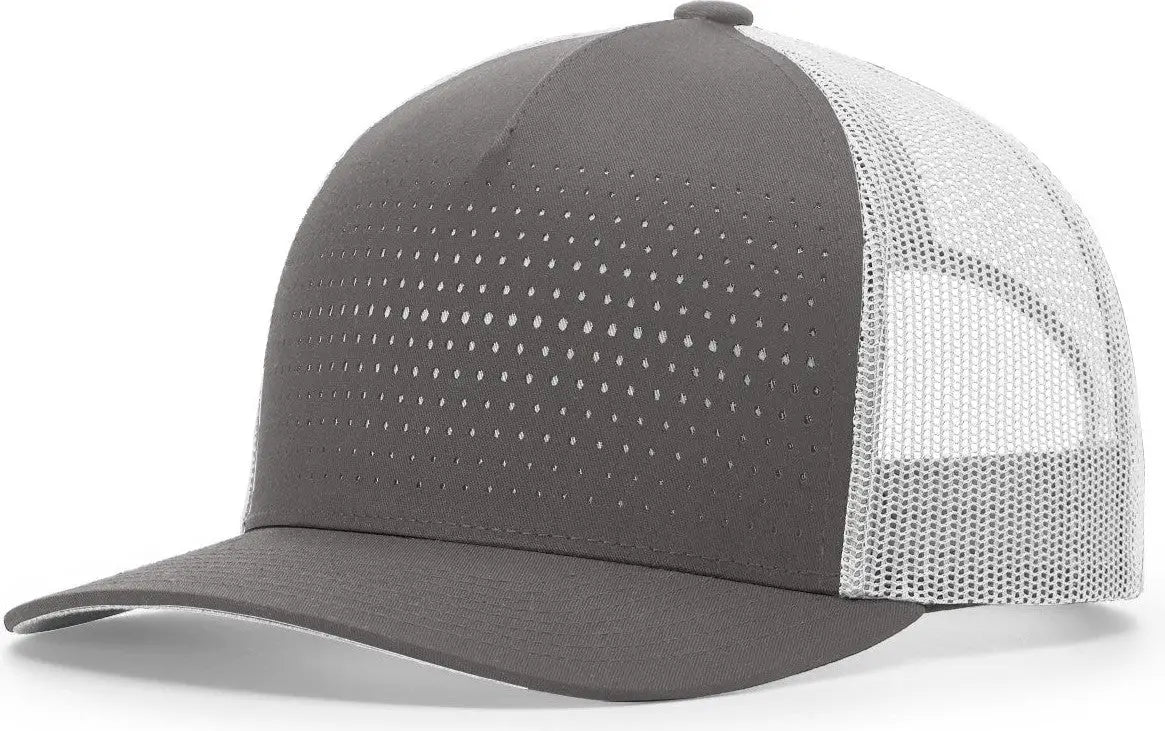 Richardson 163 Laser Cut Five Panel Trucker Cap - Charcoal Light Gray Light Gray - Dark Gray Light Gray / OSFM