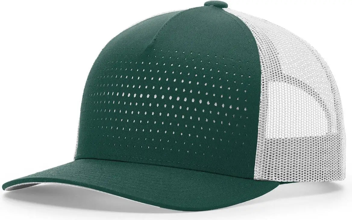 Richardson 163 Laser Cut Five Panel Trucker Cap - Dark Green Light Gray Light Gr - Forest Light Gray / OSFM