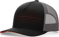 Richardson 163 Laser Cut Five Panel Trucker Caps Black Charcoal Orange Black Orange / OSFM