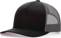Richardson 163 Laser Cut Five Panel Trucker Caps Black Charcoal Red Black Red / OSFM