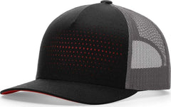 Richardson 163 Laser Cut Five Panel Trucker Caps Black Charcoal Red Black Red / OSFM