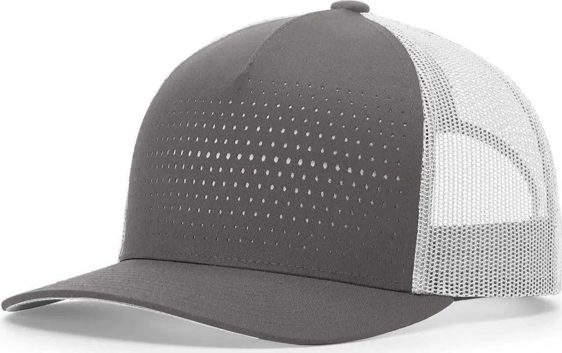 Richardson 163 Laser Cut Five Panel Trucker Caps Charcoal Light Grey Light Grey Dark Gray Light Gray / OSFM