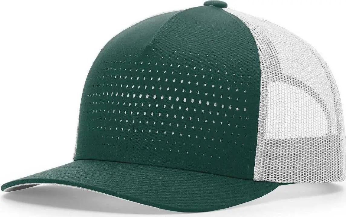 Richardson 163 Laser Cut Five Panel Trucker Caps Dark Green Light Gray Forest Light Gray / OSFM