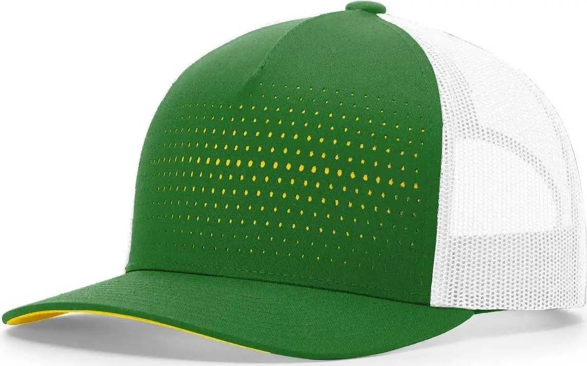 Richardson 163 Laser Cut Five Panel Trucker Caps Kelly White Yellow Kelly Yellow / OSFM