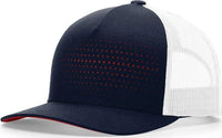 Richardson 163 Laser Cut Five Panel Trucker Caps Navy White Red Navy Red / OSFM