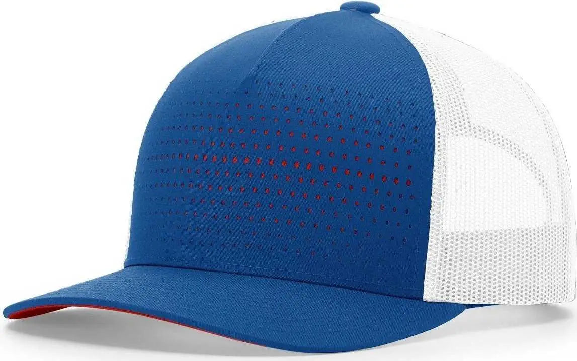 Richardson 163 Laser Cut Five Panel Trucker Caps Royal White Red Royal Red / OSFM