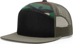 Richardson 168 7 Panel Trucker Cap - Black Green Camo Loden - Black Green Camo Loden / OSFM