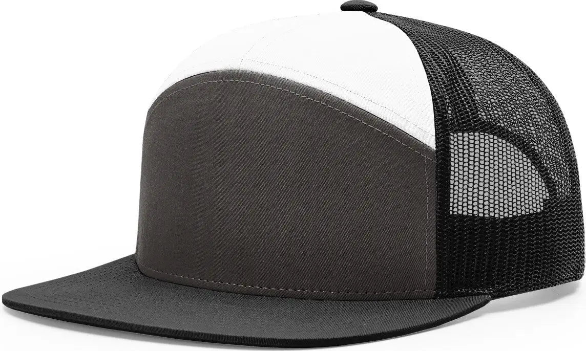 Richardson 168 7 Panel Trucker Cap - Charcoal Black White - Dark Gray Black White / OSFM