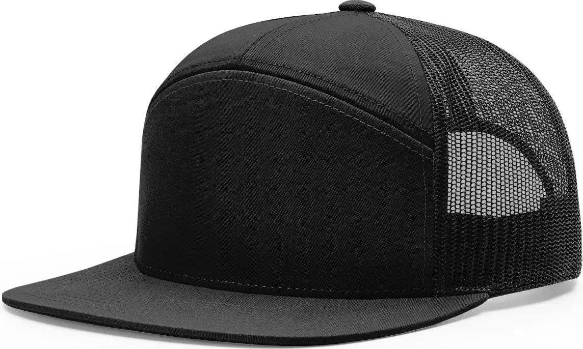 Richardson 168 7 Panel Trucker Cap - Charcoal Burnt Orange Black - Dark Gray Burnt Orange Black / OSFM