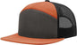 Richardson 168 Seven-Panel Trucker Caps - Charcoal Burnt Orange Black - Dark Gray Burnt Orange / OSFM