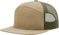 Richardson 168 Seven-Panel Trucker Caps - Pale Khaki Loden Green - Khaki Dark Gray / OSFM