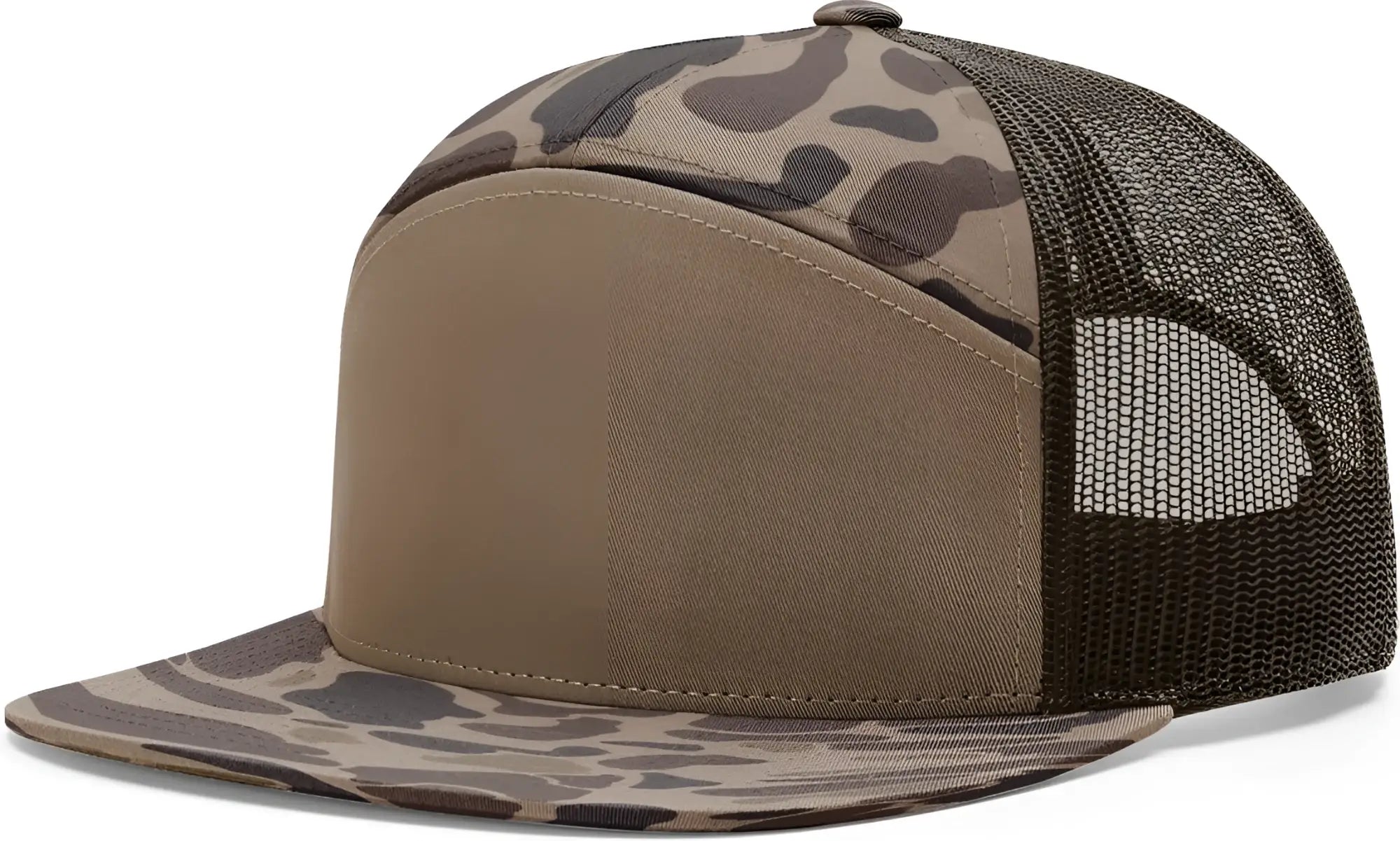 Richardson 168P Printed 7 Panel Trucker Cap - Bark Duck Camo Brown - Duck Camo Brown / OSFM