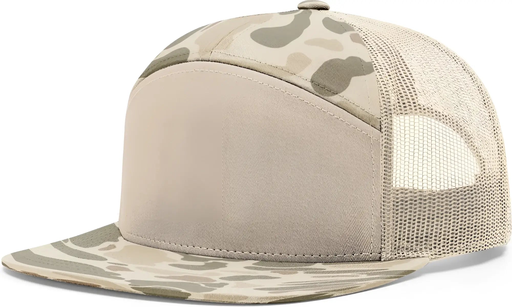 Richardson 168P Printed 7 Panel Trucker Cap - Harvest Duck Camo Sandstone - Duck Camo Sand / OSFM