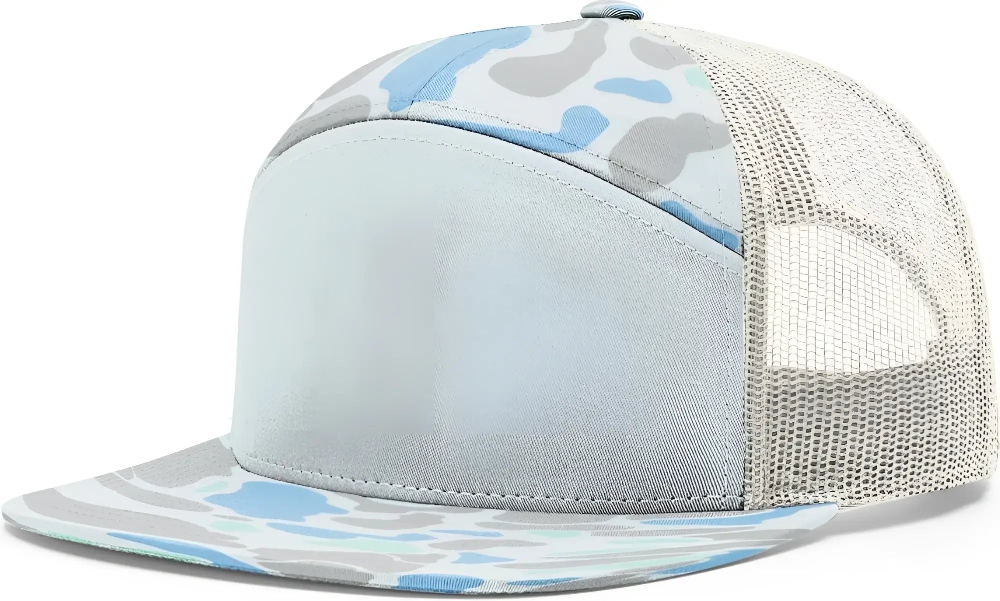 Richardson 168P Printed 7 Panel Trucker Cap - Saltwater Duck Camo Ice Gray - Duck Camo Light Gray / OSFM