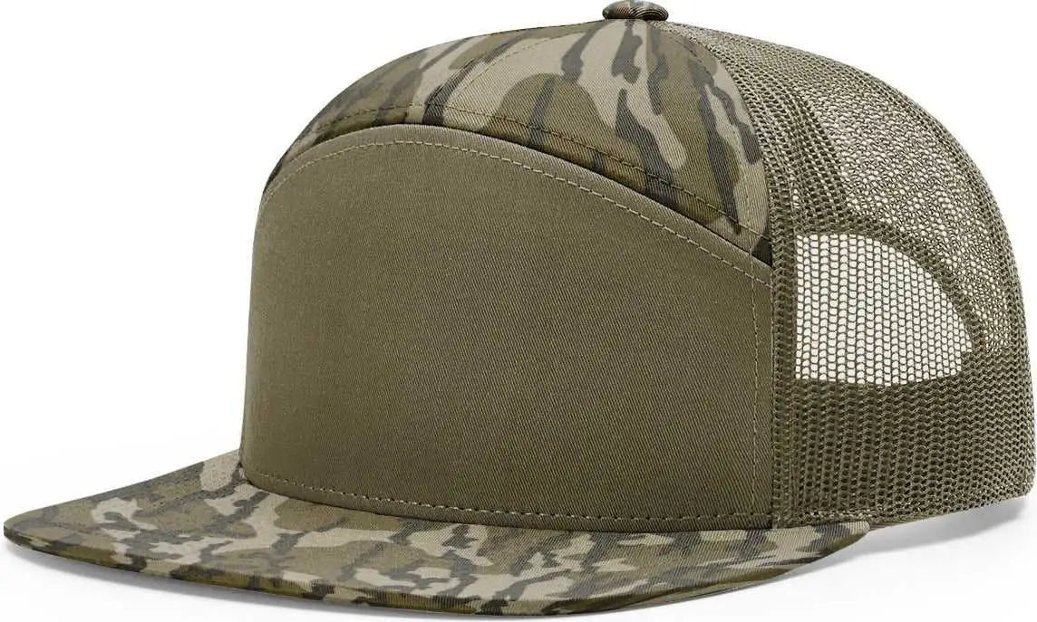 Richardson 168P Printed 7-Panel Trucker Caps - Mossy Oak Bottomland Loden - Mossy Oak Loden / One Size Fits Most