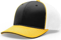Richardson 172 Fitted Pulse Sportmesh with R-Flex Caps - Black White Gold Tri - Black White / XS-SM