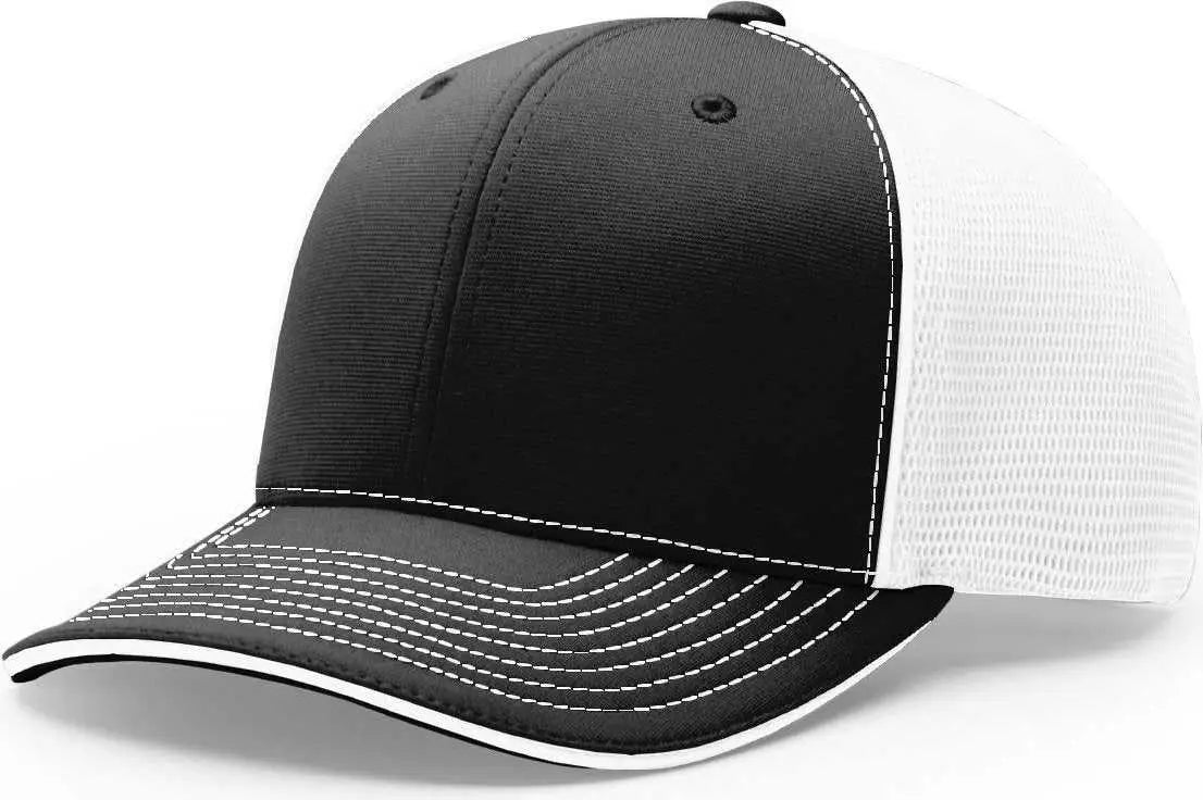 Richardson 172 Fitted Pulse Sportmesh with R-Flex Caps - Black White Split - Black White / XS-SM