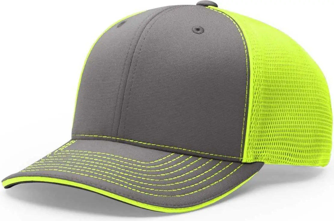 Richardson 172 Fitted Pulse Sportmesh with R-Flex Caps - Charcoal Neon Yellow Split - Dark Gray Yellow / XS-SM
