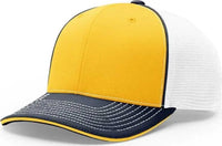 Richardson 172 Fitted Pulse Sportmesh with R-Flex Caps - Gold White Navy Tri - Gold White / XS-SM