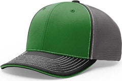 Richardson 172 Fitted Pulse Sportmesh with R-Flex Caps - Kelly Charcoal Black Tri - Kelly Dark Gray / XS-SM
