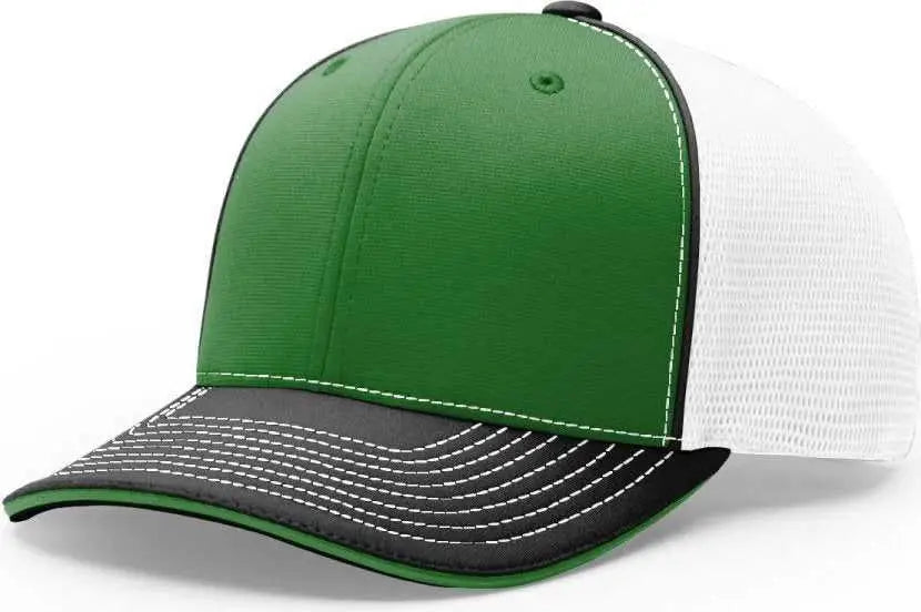 Richardson 172 Fitted Pulse Sportmesh with R-Flex Caps - Kelly White Black Tri - Kelly White / XS-SM