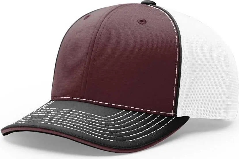 Richardson 172 Fitted Pulse Sportmesh with R-Flex Caps - Maroon White Black Tri - Maroon White / XS-SM