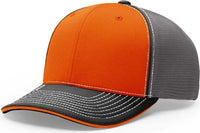 Richardson 172 Fitted Pulse Sportmesh with R-Flex Caps - Orange Charcoal Black Tri - Orange Dark Gray / XS-SM