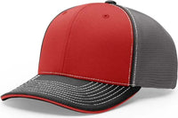 Richardson 172 Fitted Pulse Sportmesh with R-Flex Caps - Red Charcoal Black Tri - Red Dark Gray / XS-SM