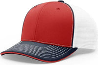 Richardson 172 Fitted Pulse Sportmesh with R-Flex Caps - Red White Navy Tri - Red White / XS-SM