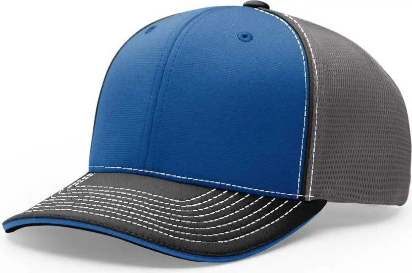 Richardson 172 Fitted Pulse Sportmesh with R-Flex Caps - Royal Charcoal Black Tri - Royal Dark Gray / XS-SM