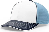 Richardson 172 Fitted Pulse Sportmesh with R-Flex Caps - White Columbia Blue Navy Tri - White Columbia Blue / XS-SM