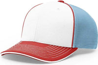 Richardson 172 Fitted Pulse Sportmesh with R-Flex Caps - White Columbia Blue Red Tri - White Columbia Blue / XS-SM