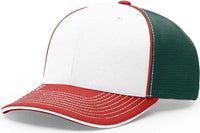 Richardson 172 Fitted Pulse Sportmesh with R-Flex Caps - White Dark Green Red - White Forest / XS-SM