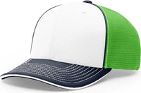 Richardson 172 Fitted Pulse Sportmesh with R-Flex Caps - White Neon Green Navy - White Green / XS-SM