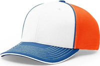 Richardson 172 Fitted Pulse Sportmesh with R-Flex Caps - White Neon Orange Royal - White Orange / XS-SM