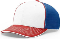 Richardson 172 Fitted Pulse Sportmesh with R-Flex Caps - White Royal Red Tri - White Royal / XS-SM