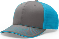 Richardson 172 Pulse Sportmesh R-Flex Cap - Charcoal Neon Blue - Dark Gray Blue / XS-SM