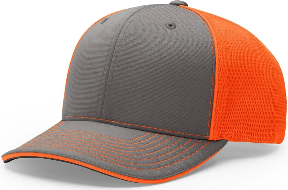 Richardson 172 Pulse Sportmesh R-Flex Cap - Charcoal Neon Orange - Dark Gray Orange / XS-SM