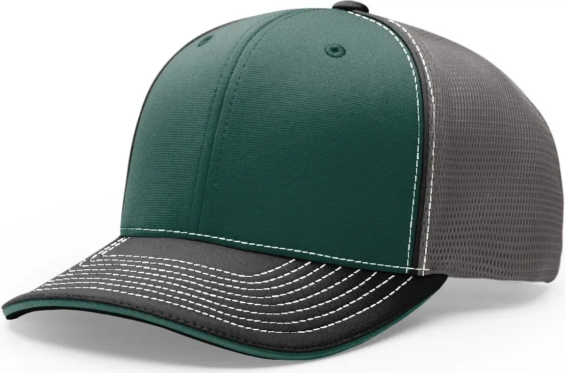 Richardson 172 Pulse Sportmesh R-Flex Cap - Dark Green Charcoal Black - Forest Dark Gray / LG-XL