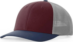 Richardson 173 Hood River Performance Trucker Caps - Red Mahogany Med Gray insignia Blue - Maroon Navy / OSFM