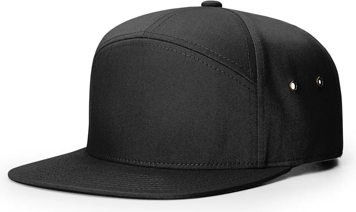 Richardson 257 7 Panel Twill Strapback Cap - Black - Black / OSFM