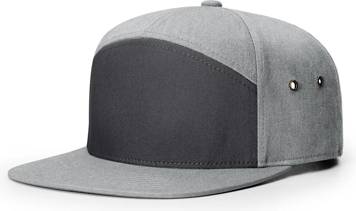 Richardson 257 7 Panel Twill Strapback Cap - Charcoal Heather Gray - Dark Gray Gray / OSFM