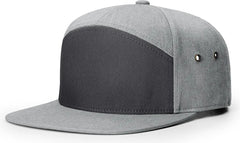 Richardson 257 7 Panel Twill Strapback Cap - Charcoal Heather Gray - Dark Gray Gray / OSFM