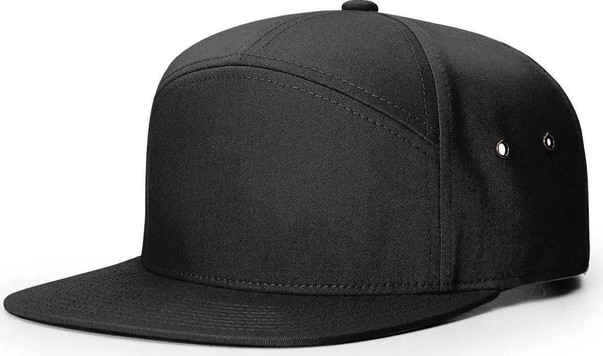 Richardson 257 7 Panel Twill Strapback Caps Black Black / OSFM