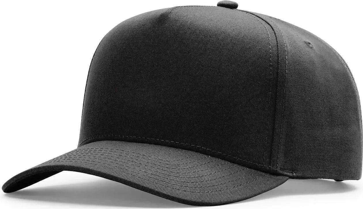 Richardson 323FPC Full Fabric Five Panel Champ Cap - Black - Black / OSFM