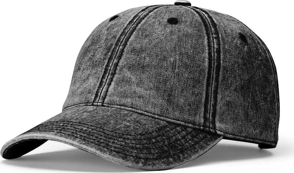 Richardson 382 Snow Washed Caps - Black Denim - Black / OSFM