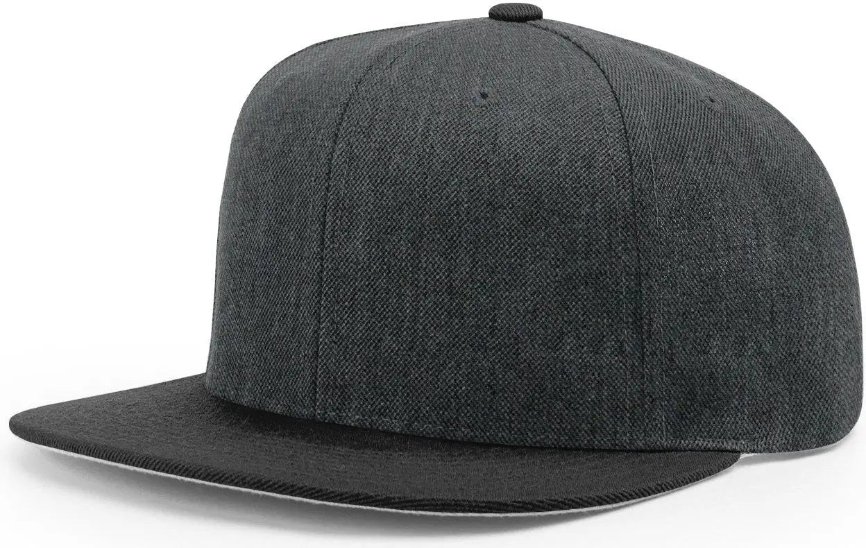 Richardson 510 Acrylic-Wool Blend Flatbill Snapback Cap - Heather Charcoal Black - Heather Dark Gray Black / OSFM
